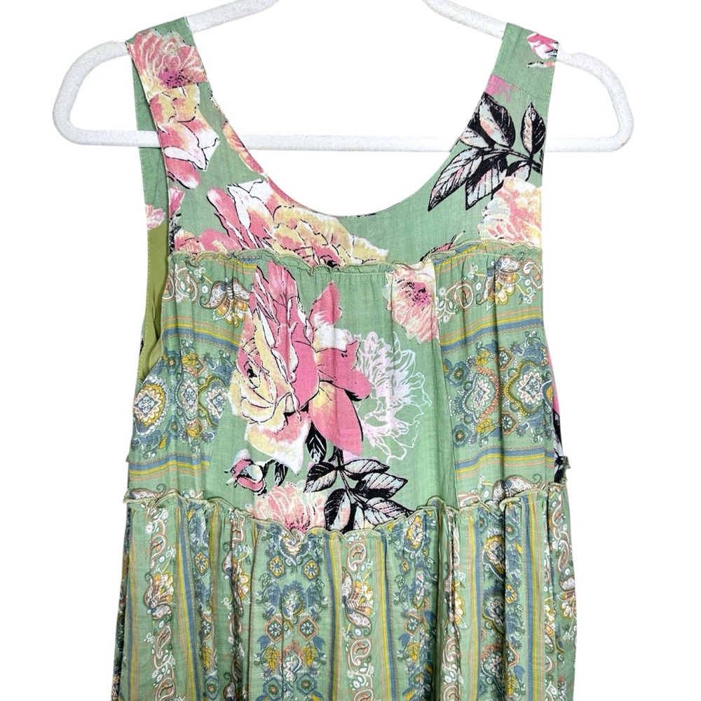 NWT Davi & Dani Vintage Print Tiered Maxi Dress Sage Green Medium Floral - Picture 9 of 16